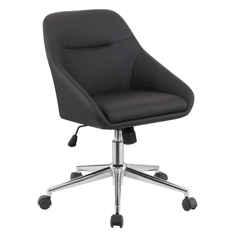 Gil 26 Inch Office Chair, Foam Filled Pintuck Seat, Black Vegan