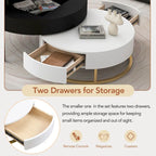 Modern Round Lift-top Nesting Coffee Tables with 2 Drawers