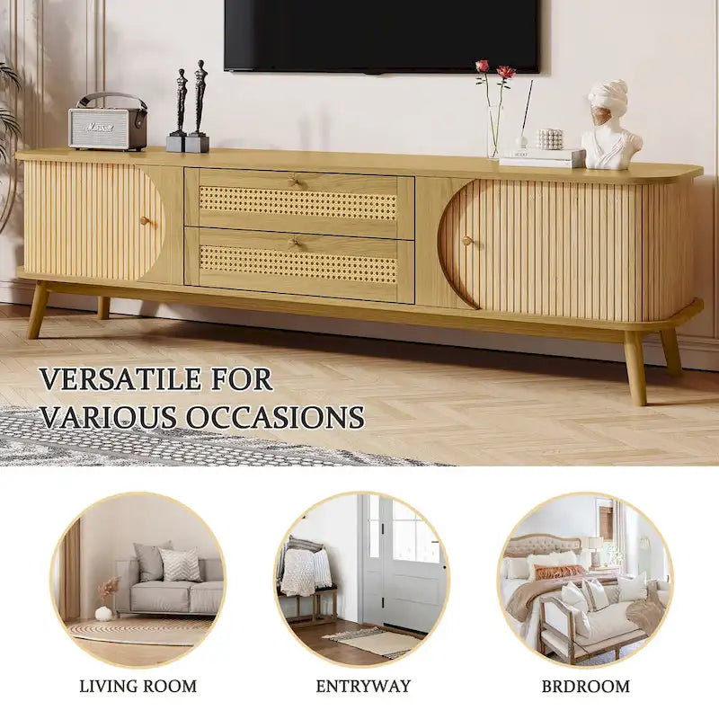 Modern Farmhouse Rattan TV Stand
