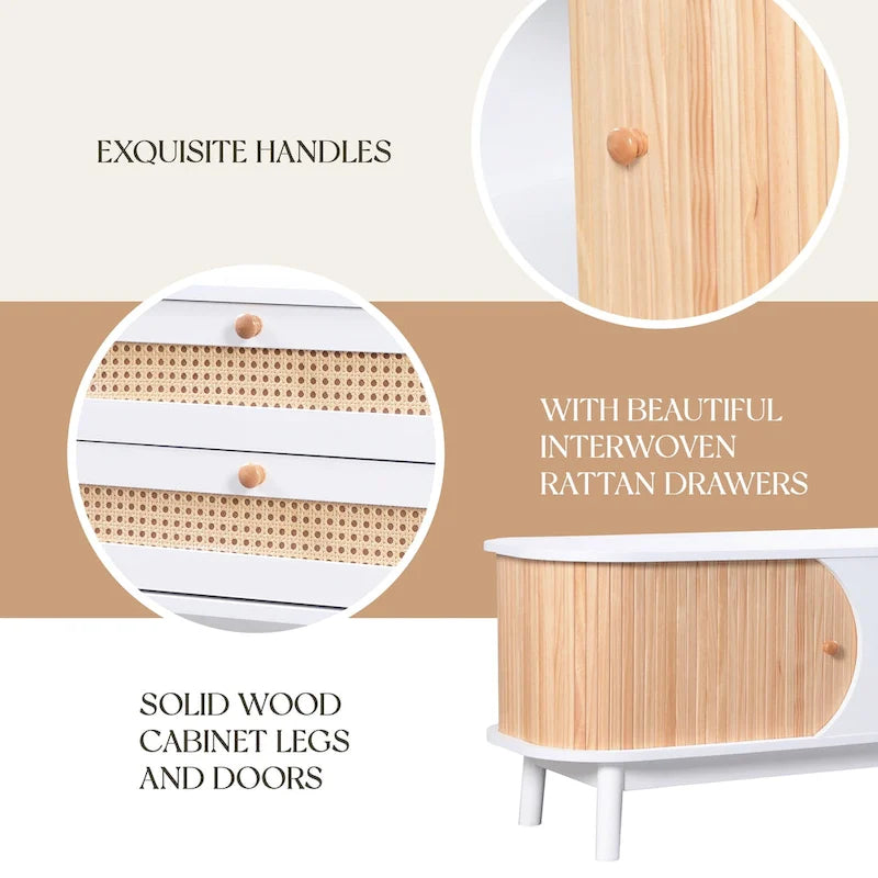 Modern Farmhouse Rattan TV Stand