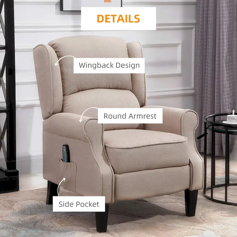 Heated Massage Recliner Chair with Lumbar Heating & Remote Controller