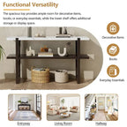 Retro Elegant Console Table with Marble-Effect Top & Versatile Storage