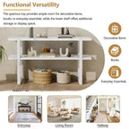 Retro Elegant Console Table with Marble-Effect Top & Versatile Storage