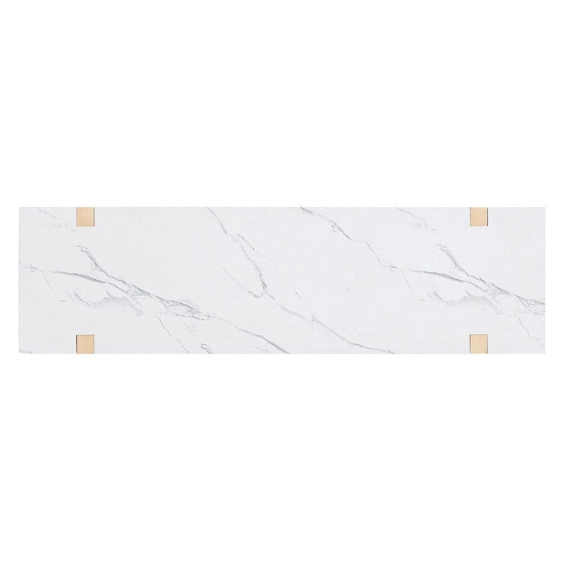 Retro Elegant Console Table with Marble-Effect Top & Versatile Storage