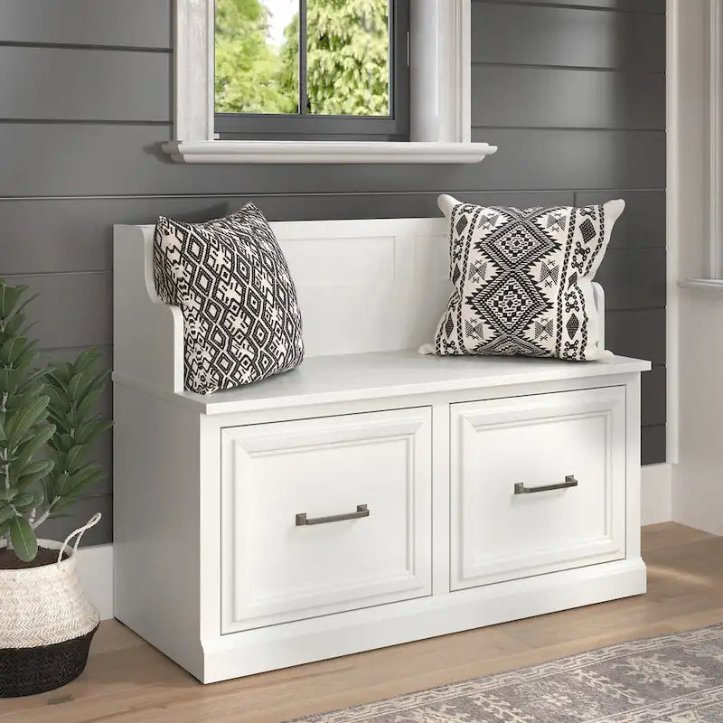 Woodland 40W Entryway Bench with Doors by Bush Furniture