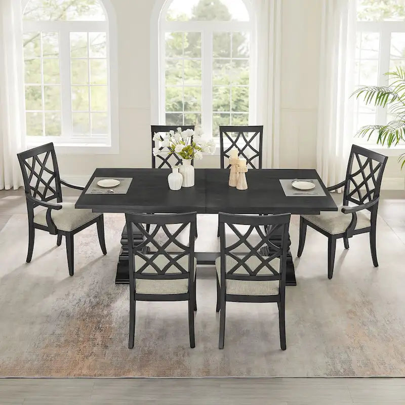 Modern Set of 2 Dining Chairs with Armrests and Upholstered Seat, Suitable for Living Room, Dining Room and Bar Counter