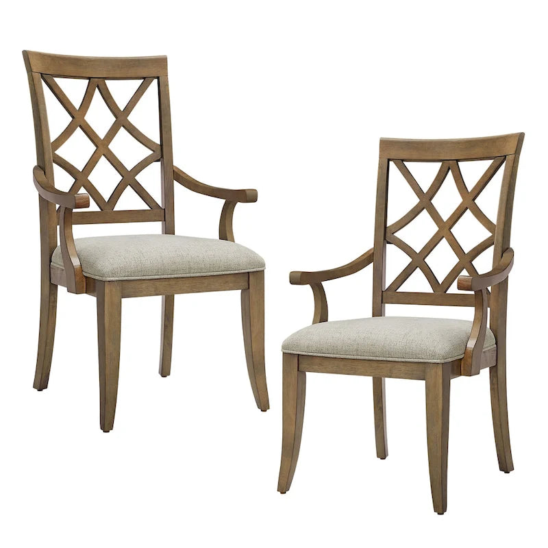 Modern Set of 2 Dining Chairs with Armrests and Upholstered Seat, Suitable for Living Room, Dining Room and Bar Counter