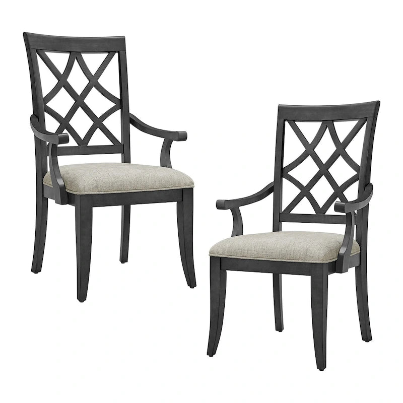 Modern Set of 2 Dining Chairs with Armrests and Upholstered Seat, Suitable for Living Room, Dining Room and Bar Counter