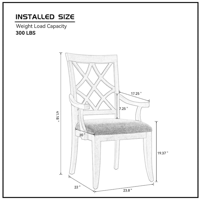 Modern Set of 2 Dining Chairs with Armrests and Upholstered Seat, Suitable for Living Room, Dining Room and Bar Counter
