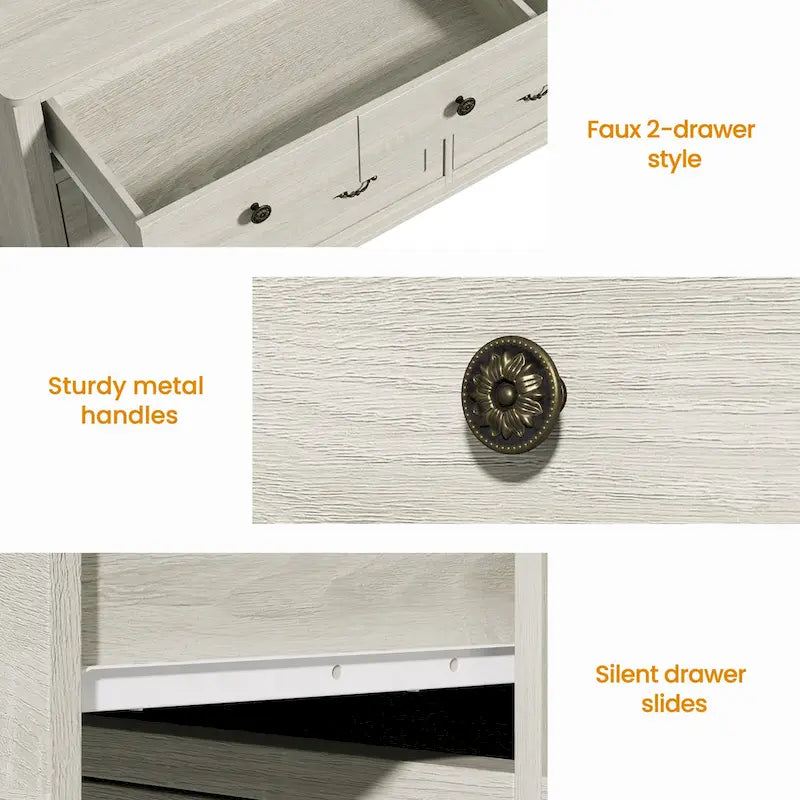 Extra Large 6 Drawer Dresser, Light Grey