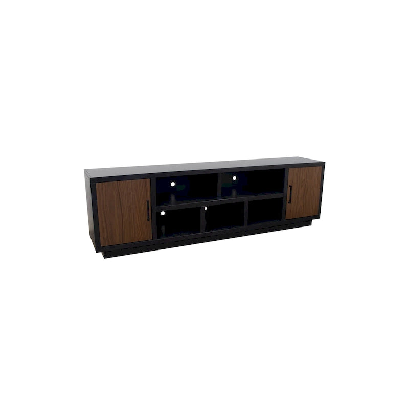 Bridgevine Home Aria 85 inch TV Stand for TVs up to 95 inches, No Assembly Required, Black and Walnut Finish