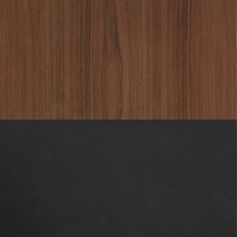 Bridgevine Home Aria 85 inch TV Stand for TVs up to 95 inches, No Assembly Required, Black and Walnut Finish