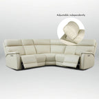 Genuine Leather Power Recliner Sectional with Power Ajustable Headrest and Lumbar, Zero Gravity, 2StationaryArmlesschairs