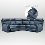 Genuine Leather Power Recliner Sectional with Power Ajustable Headrest and Lumbar, Zero Gravity, 2StationaryArmlesschairs