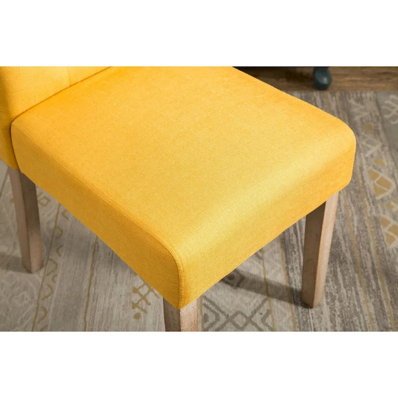 Modern Set of 2 Dining Chairs with Button-Tufted Backrest, Cushioned Seat, Solid Wood Legs for Dining Room Living Room Bedroom