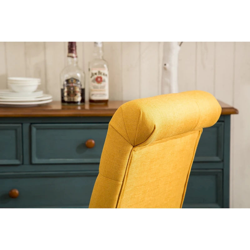 Modern Set of 2 Dining Chairs with Button-Tufted Backrest, Cushioned Seat, Solid Wood Legs for Dining Room Living Room Bedroom