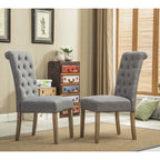 Modern Set of 2 Dining Chairs with Button-Tufted Backrest, Cushioned Seat, Solid Wood Legs for Dining Room Living Room Bedroom