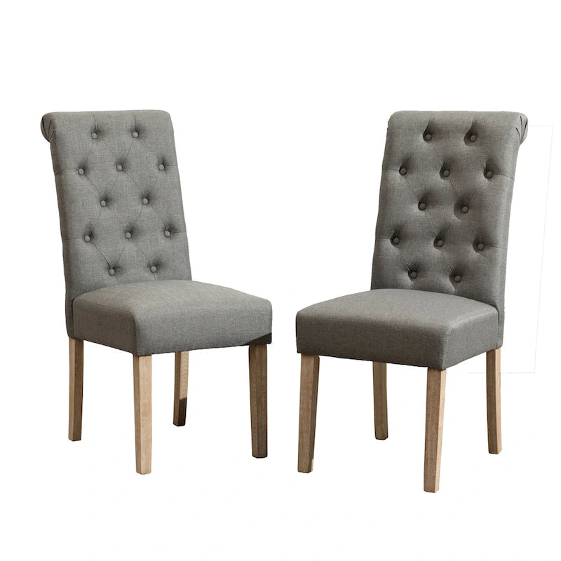 Modern Set of 2 Dining Chairs with Button-Tufted Backrest, Cushioned Seat, Solid Wood Legs for Dining Room Living Room Bedroom