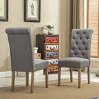 Modern Set of 2 Dining Chairs with Button-Tufted Backrest, Cushioned Seat, Solid Wood Legs for Dining Room Living Room Bedroom