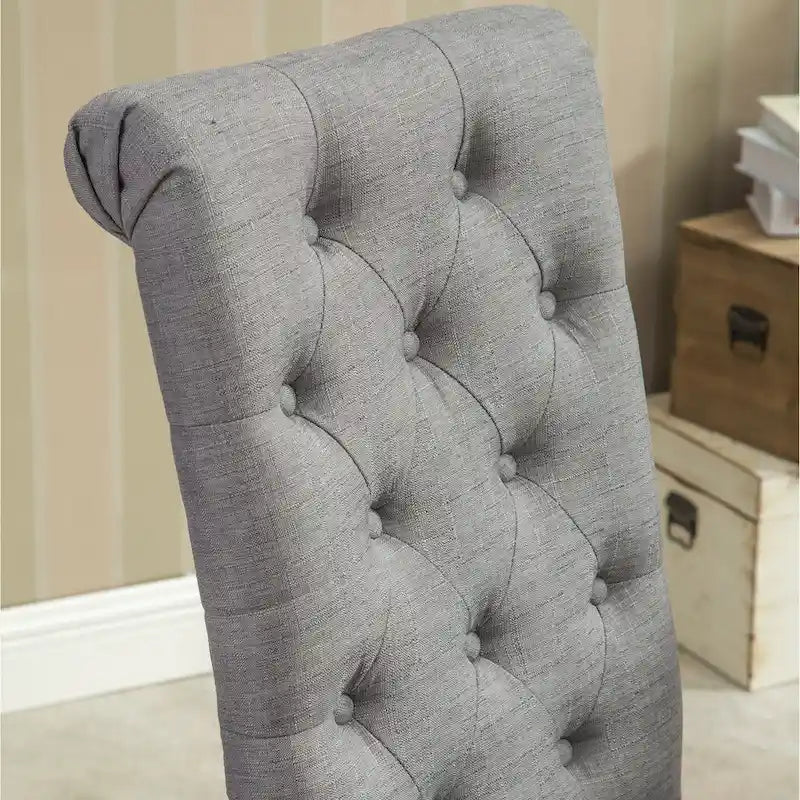 Modern Set of 2 Dining Chairs with Button-Tufted Backrest, Cushioned Seat, Solid Wood Legs for Dining Room Living Room Bedroom