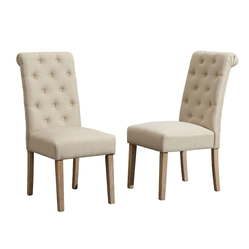 Modern Set of 2 Dining Chairs with Button-Tufted Backrest, Cushioned Seat, Solid Wood Legs for Dining Room Living Room Bedroom