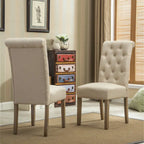 Modern Set of 2 Dining Chairs with Button-Tufted Backrest, Cushioned Seat, Solid Wood Legs for Dining Room Living Room Bedroom