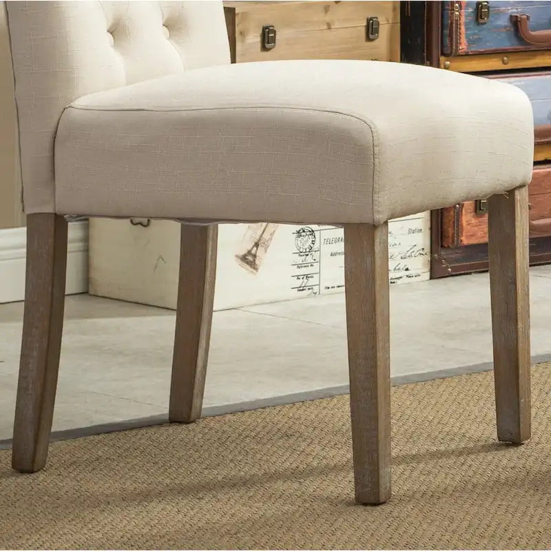 Modern Set of 2 Dining Chairs with Button-Tufted Backrest, Cushioned Seat, Solid Wood Legs for Dining Room Living Room Bedroom
