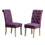 Modern Set of 2 Dining Chairs with Button-Tufted Backrest, Cushioned Seat, Solid Wood Legs for Dining Room Living Room Bedroom