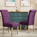 Modern Set of 2 Dining Chairs with Button-Tufted Backrest, Cushioned Seat, Solid Wood Legs for Dining Room Living Room Bedroom