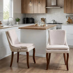 Chenille Fabric Upholstered Dining Chairs w/ Solid Wood Legs(Set of 2)
