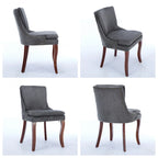 Chenille Fabric Upholstered Dining Chairs w/ Solid Wood Legs(Set of 2)