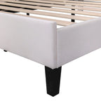 Classic Full Size Platform Bed Soft Velvet Upholstered Bed Frame with Flower Pattern Headboard, NO Box Spring Required