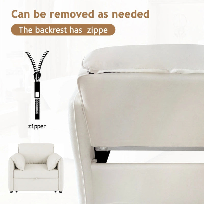 Roomfitters Convertible Sofa Bed, 3 in 1 Sleeper Chair with Adjustable Backrest and Thick Cushions, Linen Frame