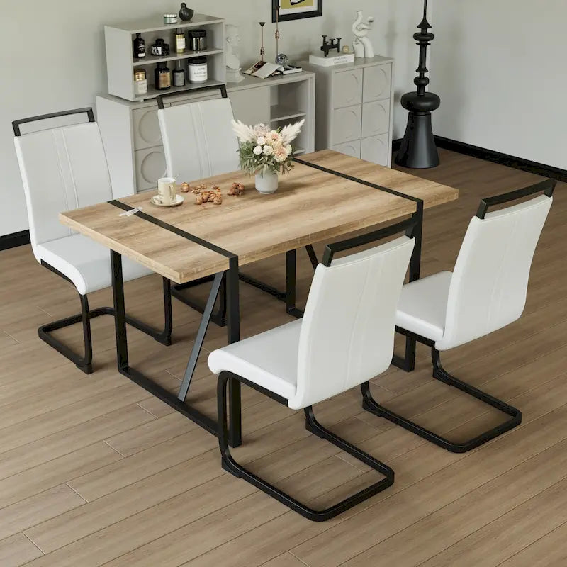 Kitchen Dining Table and Chair Sets Home Party Dining Table and Chair Sets with Metal Table Legs for Dining Room Kitchen