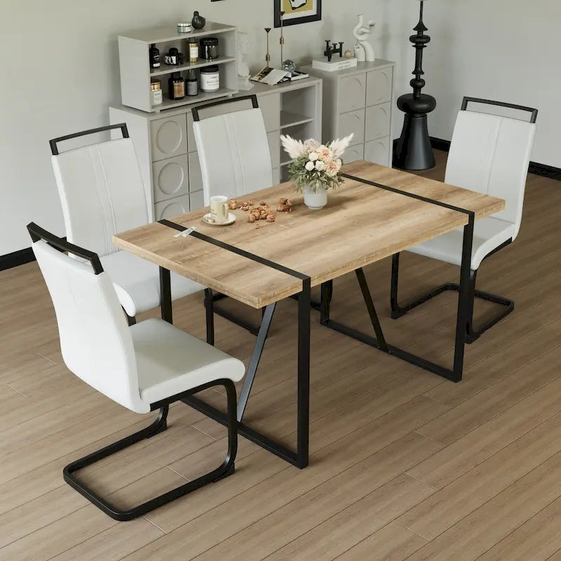 Kitchen Dining Table and Chair Sets Home Party Dining Table and Chair Sets with Metal Table Legs for Dining Room Kitchen