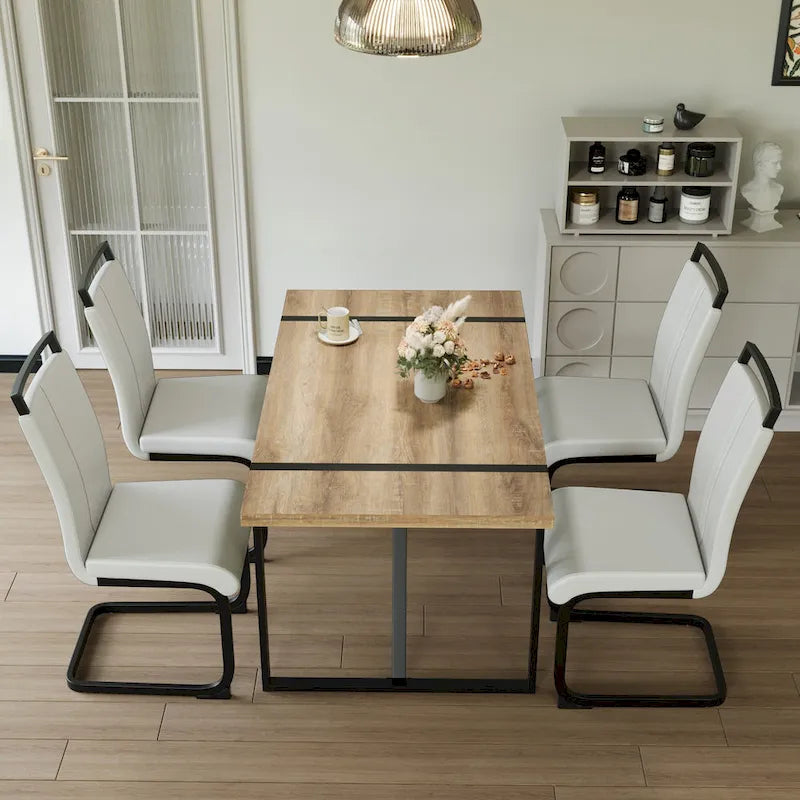 Kitchen Dining Table and Chair Sets Home Party Dining Table and Chair Sets with Metal Table Legs for Dining Room Kitchen