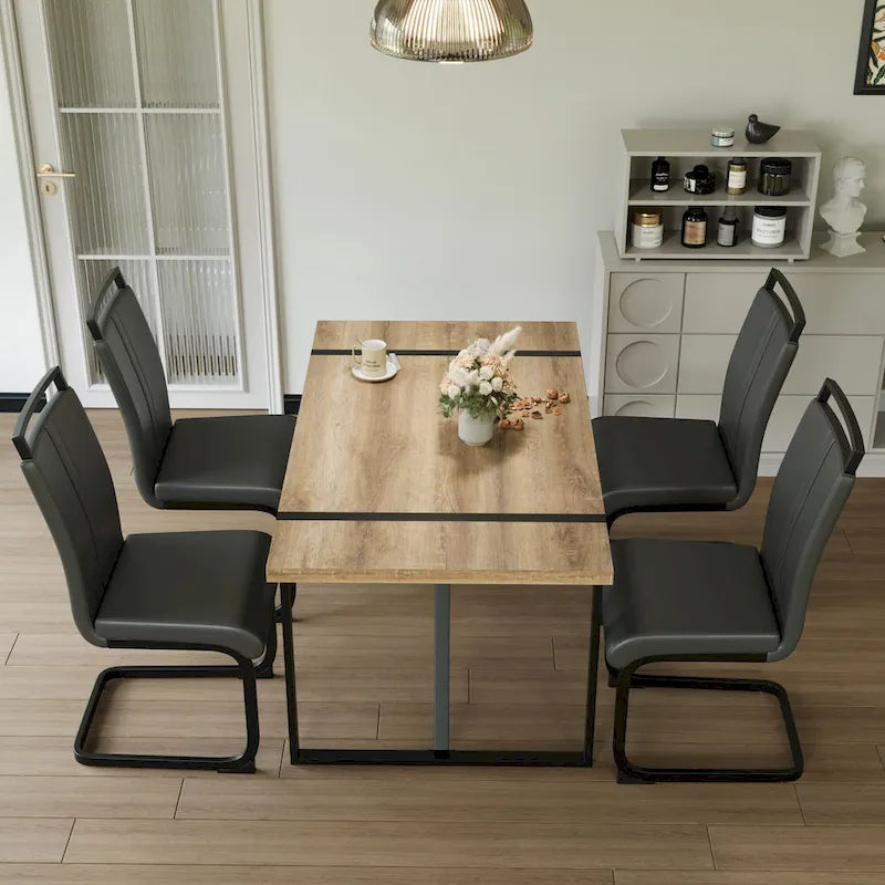 Kitchen Dining Table and Chair Sets Home Party Dining Table and Chair Sets with Metal Table Legs for Dining Room Kitchen