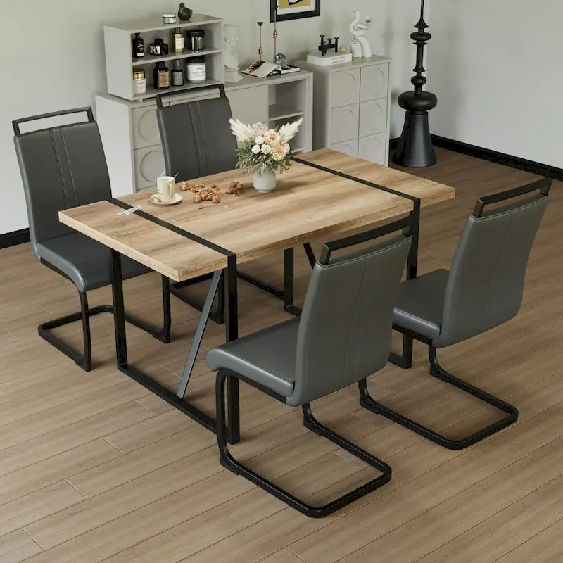 Kitchen Dining Table and Chair Sets Home Party Dining Table and Chair Sets with Metal Table Legs for Dining Room Kitchen