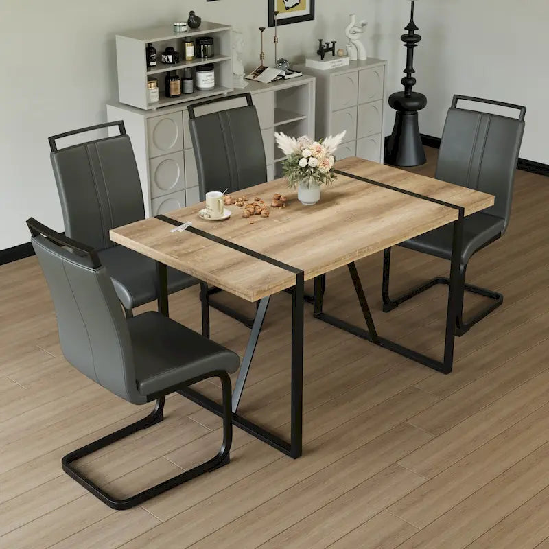 Kitchen Dining Table and Chair Sets Home Party Dining Table and Chair Sets with Metal Table Legs for Dining Room Kitchen