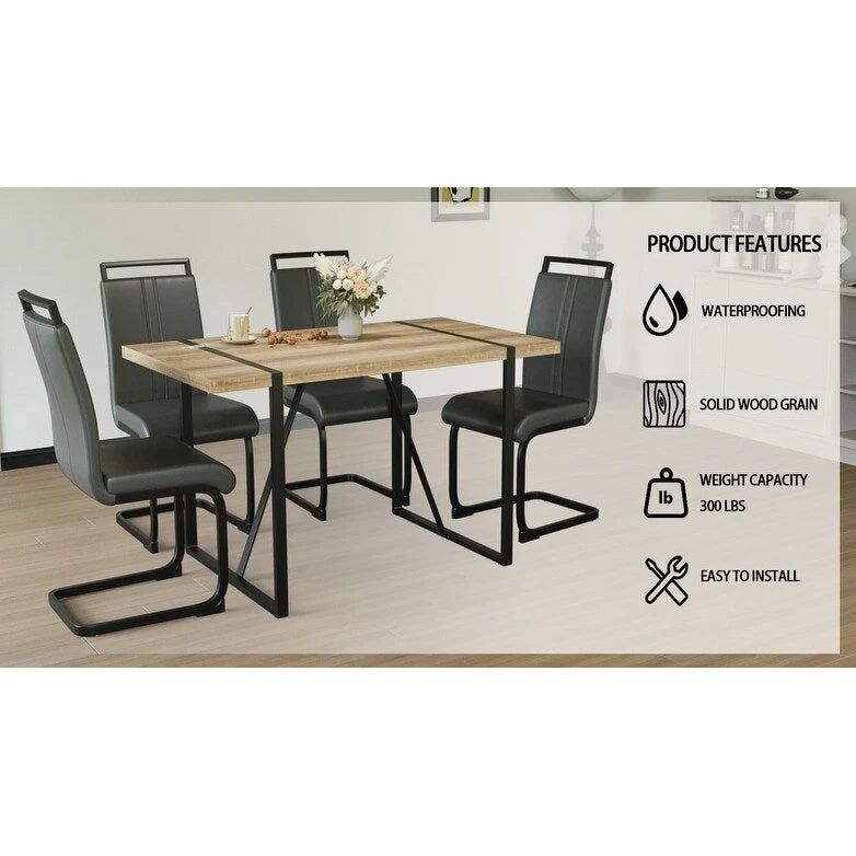 Kitchen Dining Table and Chair Sets Home Party Dining Table and Chair Sets with Metal Table Legs for Dining Room Kitchen