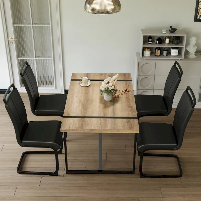 Kitchen Dining Table and Chair Sets Home Party Dining Table and Chair Sets with Metal Table Legs for Dining Room Kitchen