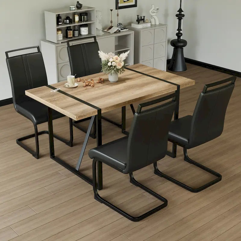 Kitchen Dining Table and Chair Sets Home Party Dining Table and Chair Sets with Metal Table Legs for Dining Room Kitchen