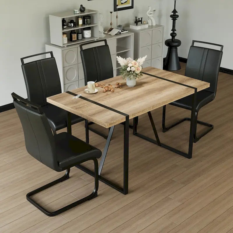 Kitchen Dining Table and Chair Sets Home Party Dining Table and Chair Sets with Metal Table Legs for Dining Room Kitchen
