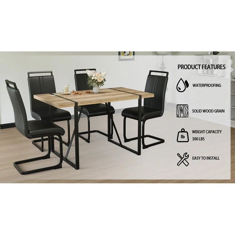 Kitchen Dining Table and Chair Sets Home Party Dining Table and Chair Sets with Metal Table Legs for Dining Room Kitchen