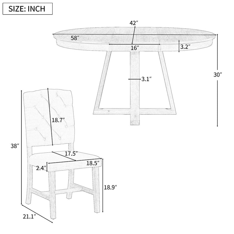 Multi-Function Dining Table and Chair Sets Farmhouse Kitchen Dining Table Sets with Removable Folding Plates Cross-Shaped Legs