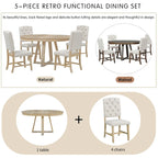 Multi-Function Dining Table and Chair Sets Farmhouse Kitchen Dining Table Sets with Removable Folding Plates Cross-Shaped Legs