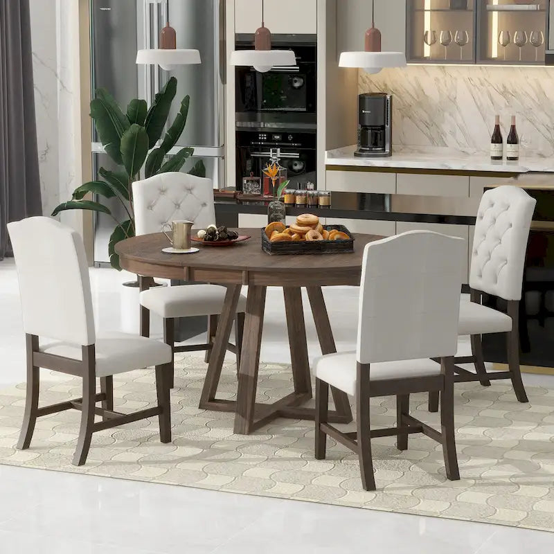 Multi-Function Dining Table and Chair Sets Farmhouse Kitchen Dining Table Sets with Removable Folding Plates Cross-Shaped Legs