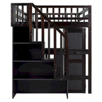 Full Loft Bed with Stairs, Built-in Desk & 5-in-1 Storage