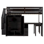 Full Loft Bed with Stairs, Built-in Desk & 5-in-1 Storage