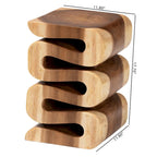Eliada Hand-carved Suar Wood Side Table - Wavy Sculptural Accent Table, Modern Boho Style for Living Room or Bedroom